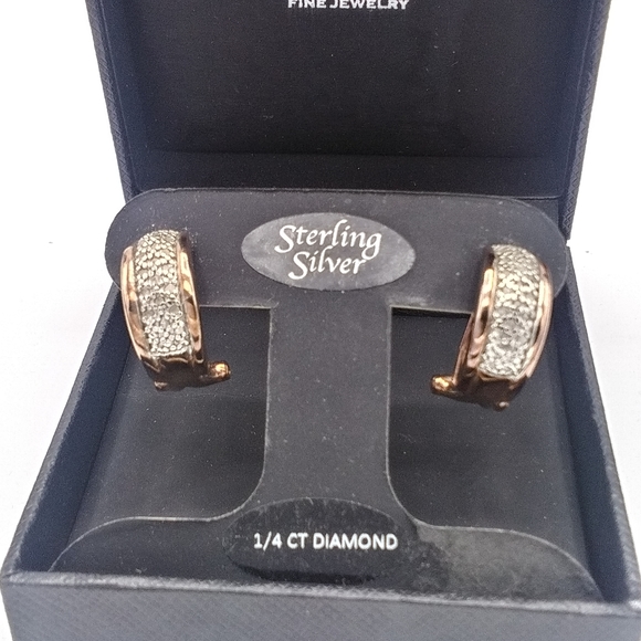 1/4ct Diamond J-Hoop Earrings in  Rose Gold main image 1